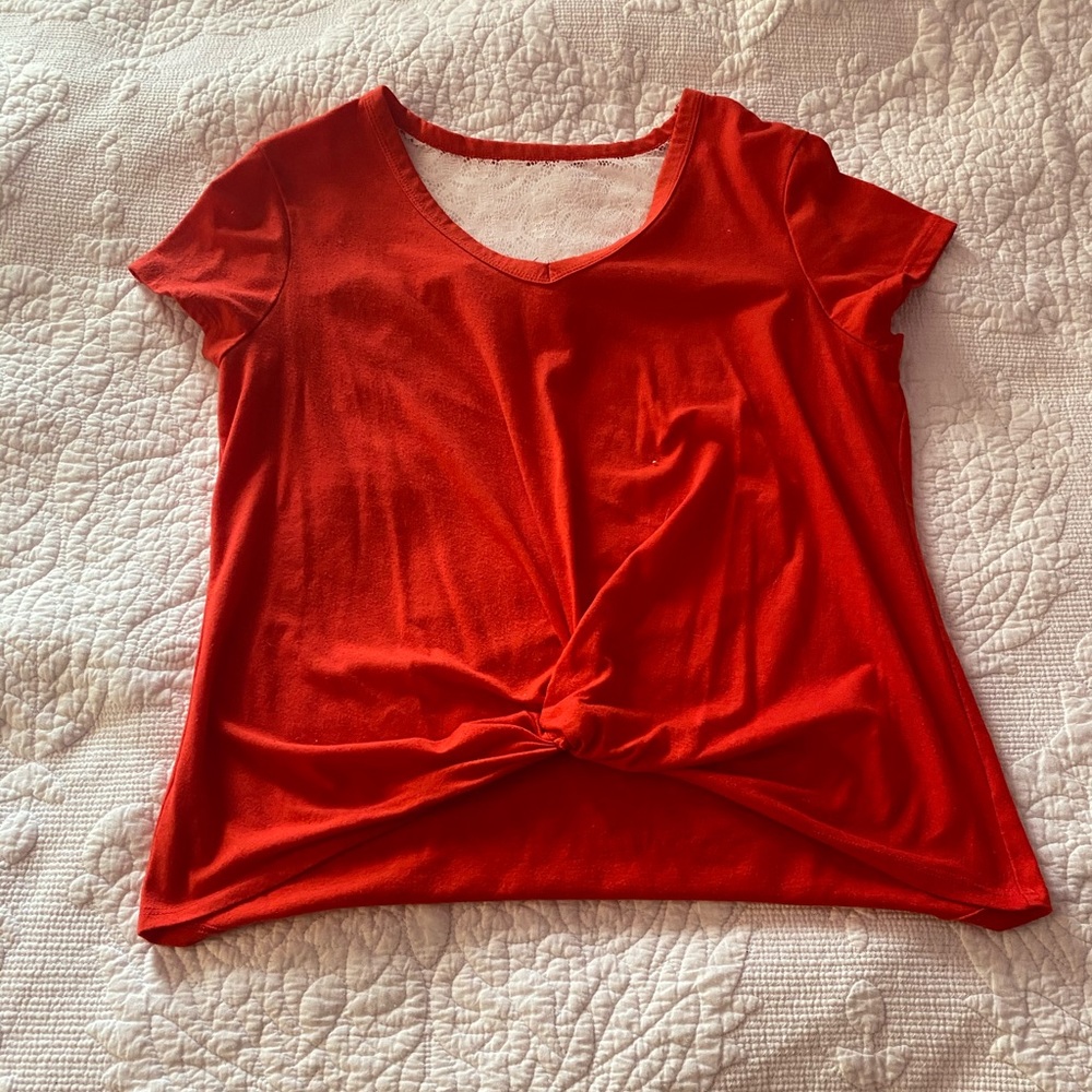 Tie Front Tee with Lace Back